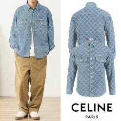 셀** 트리오페 멀티자수 연청 데님 셔츠