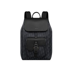 디* Saddle 플랩 백팩 블랙 D*or Oblique 자카드  블랙 그레인 송아지 가죽