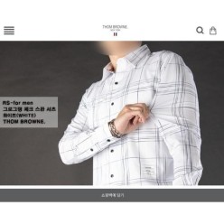 톰* 그로그랭 체크 스판 셔츠