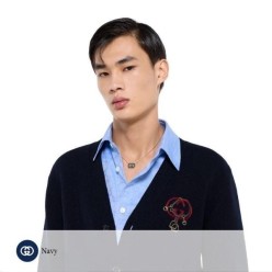 구* Equestrain 심볼 로고 자수 가디건