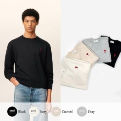 아* 드 꾀흐 엠브로이더리 크루넥 울 스웨터