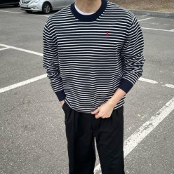 폴* 단가라 라운드 긴팔니트