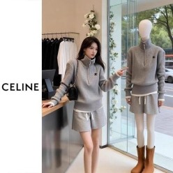 셀** 하이넥 반집업 스웨터