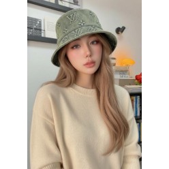 루* 인디고 모노그램 엠보 워싱 버킷햇 수입