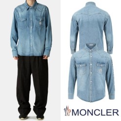 그레노블 레터링 로고 연청 데님셔츠