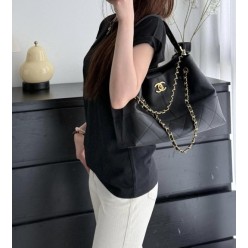 샤* 고급 25A 공방 스웨이드 투톤 쇼퍼 호보백 블랙