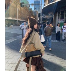 샤* 고급 25A 공방 스웨이드 투톤 쇼퍼 호보백 브라운