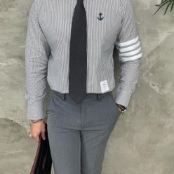 톰* 블랙앵커 스트라이프 완장 셔츠