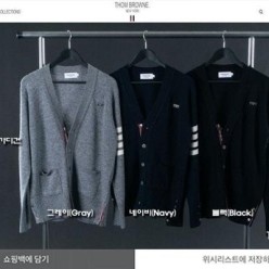 톰* 램스울 절개 사선 가디건