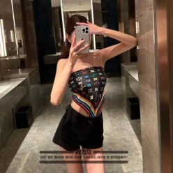 루* 트렁크 사각 모노그램 블랙 스카프