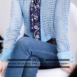샤* 플렛 패턴 방도 네이비 스카프