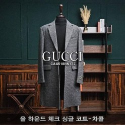 구* 울 하운드 체크 싱글 코트