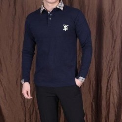 버** 모노그램 자수 카라 긴팔티셔츠