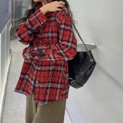크* 십자가 패치 버튼 자가드 체크셔츠수입최고급(남녀공용)