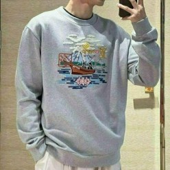 루* 피싱보트자수 맨투맨