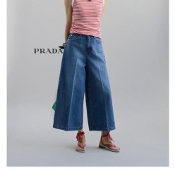 프** 8부 와이드 데님 팬츠