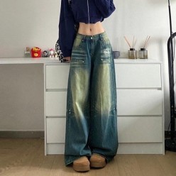 로** 리벳 오일워싱 데님 팬츠