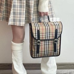 버** 빈티지 체크 에코닐 사첼 백팩