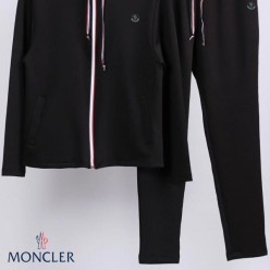 블랙화이트 와펜 삼선 후드 트레이닝 팬츠 세트