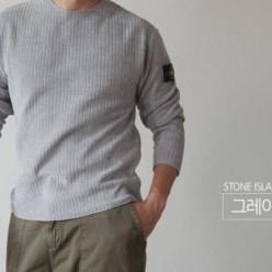 스* 와펜패치 골지 니트