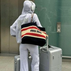 미*** 라피아 코튼 스트라이프 토트