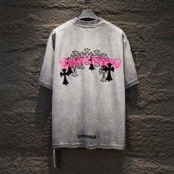 크* 핑크 로고 티셔츠