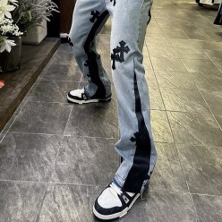 크* 멀티 레더패치 데님 팬츠