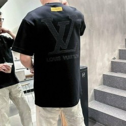루* LV 로고 자수 반팔 티셔츠