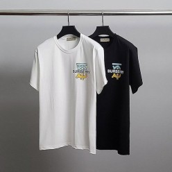 버** 투톤 패턴 코튼 반팔티