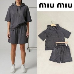 미*** 레터링 로고 후드 오버핏 하프 셋업 ☆여성용☆