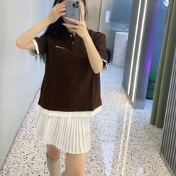 미*** 자수로고 레이어드 폴* 반팔셔츠 - 수입