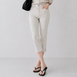 톰* 허리밴딩 카프리 면 팬츠(2845)