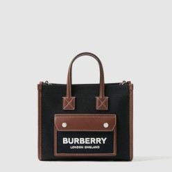 투톤 캔버스 레더 미니 토트 80557491
