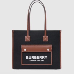투톤 캔버스 레더 스몰 토트 80576001